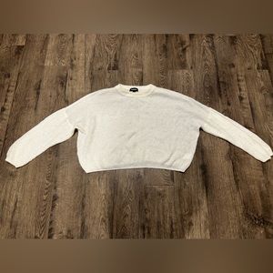 Women's size medium, Express brand, cropped, white sweater.